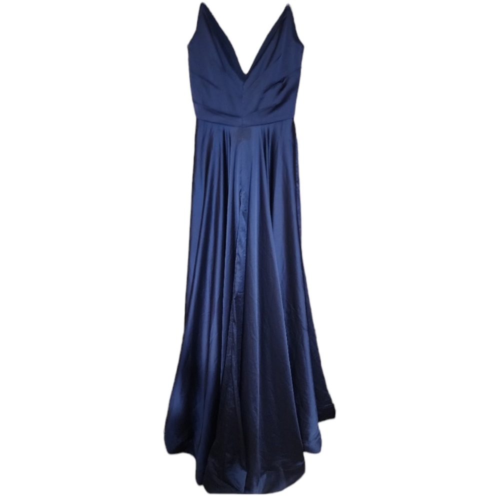 La Femme High Slit Long Satin Dress Sleeveless Full Length Formal Prom size 6 - Picture 8 of 11
